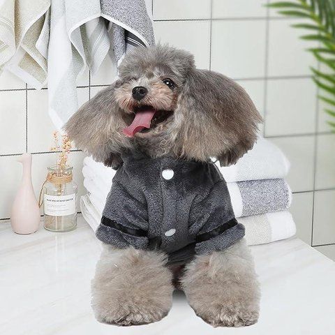 Халат махровий для собак із поясом | Тепла піжама для собак 188-S-GREY фото