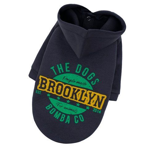 Толстовка для собак Brooklyn серая | Одежда для собак на кнопках | Теплая толстовка с капюшоном для собак Y-340/2 фото
